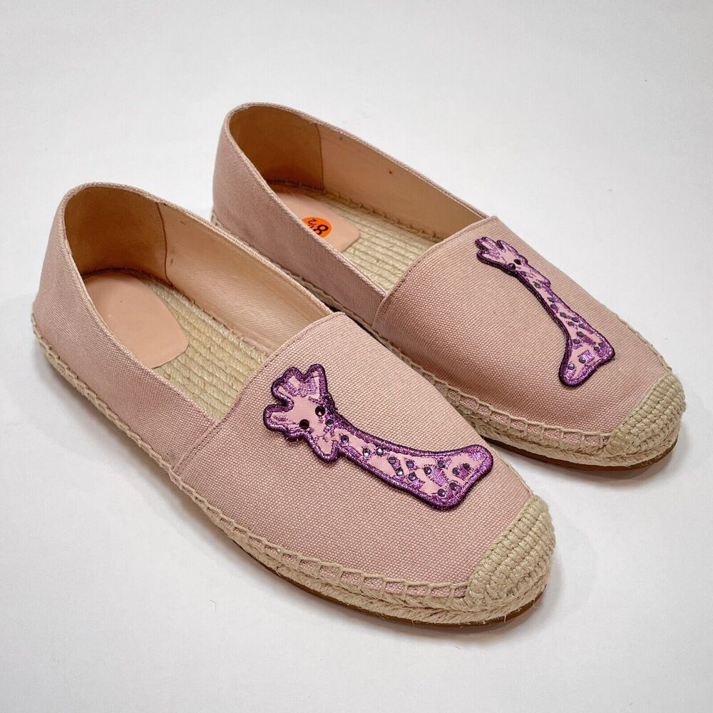 Kate Spade Pink Espadrilles with Purple Giraffe Design
